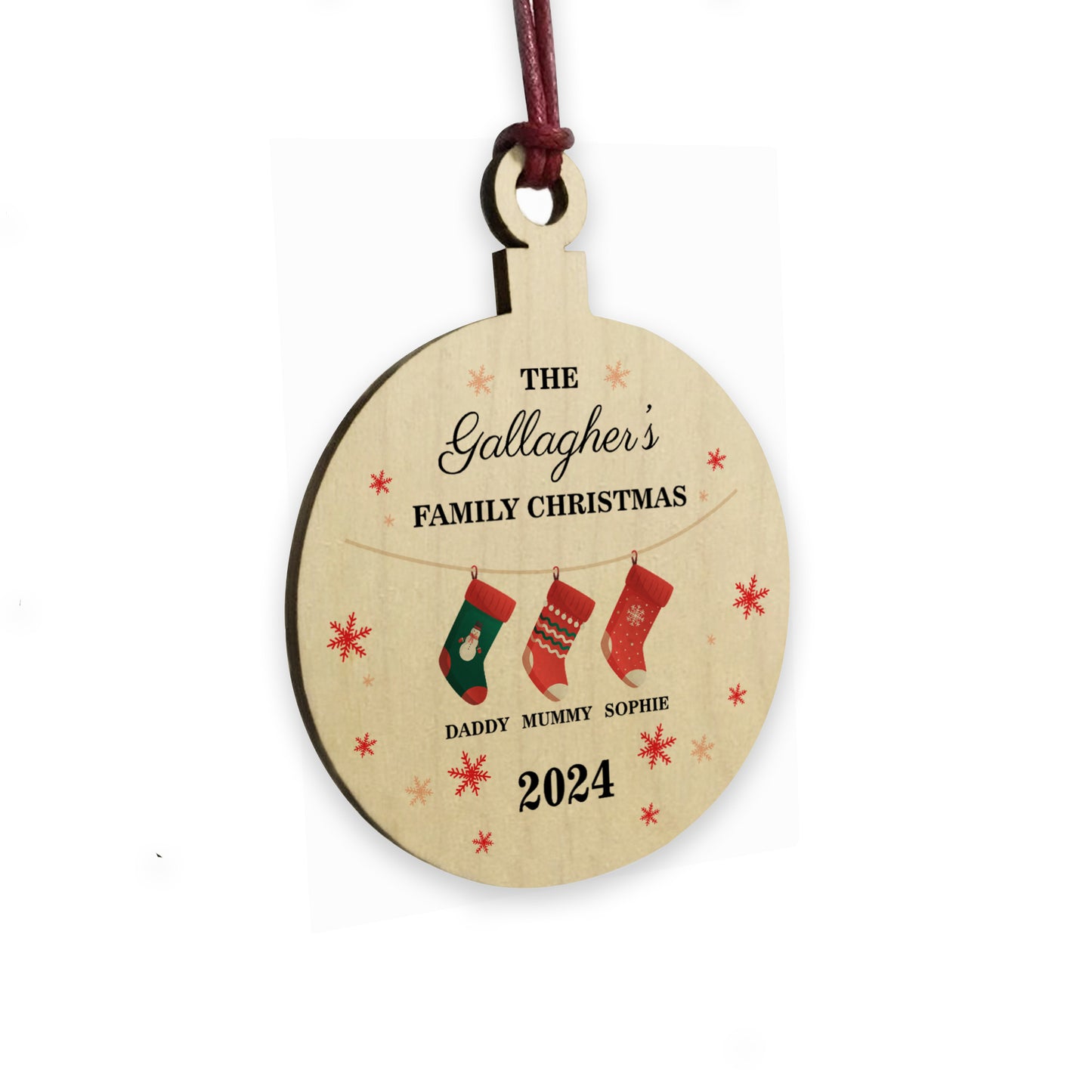 Personalised Christmas Decoration For Family of 3 Ornament