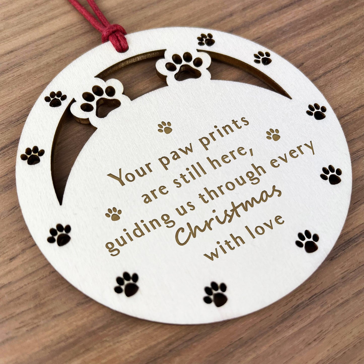 Pet Memorial Wooden Engraved Christmas Tree Bauble Decoration