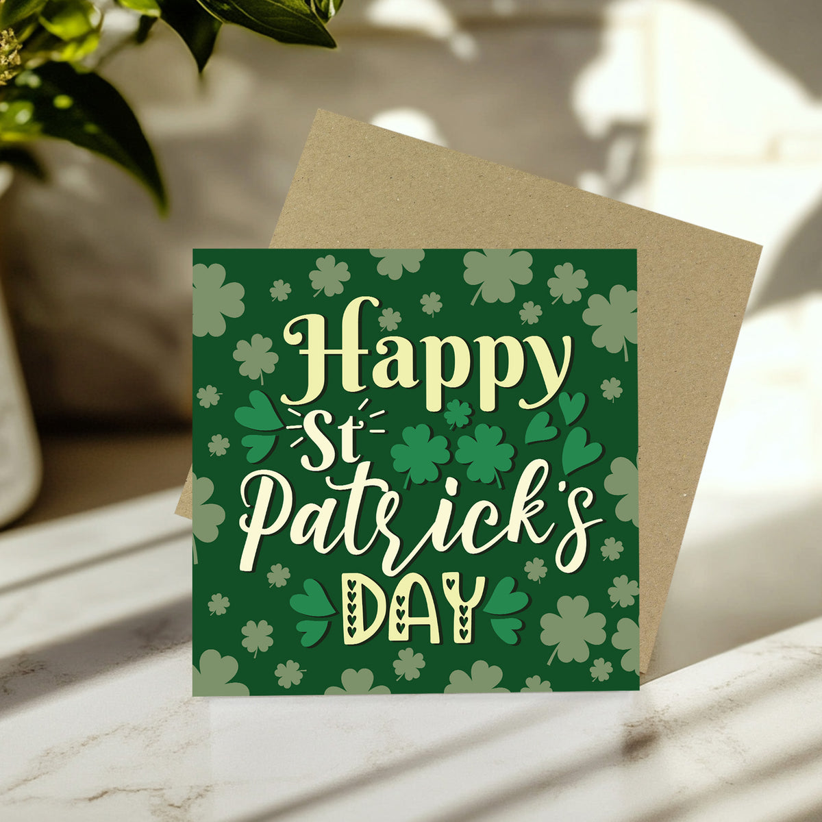 St Patricks Day Card Irish Day Cards with Shamrocks