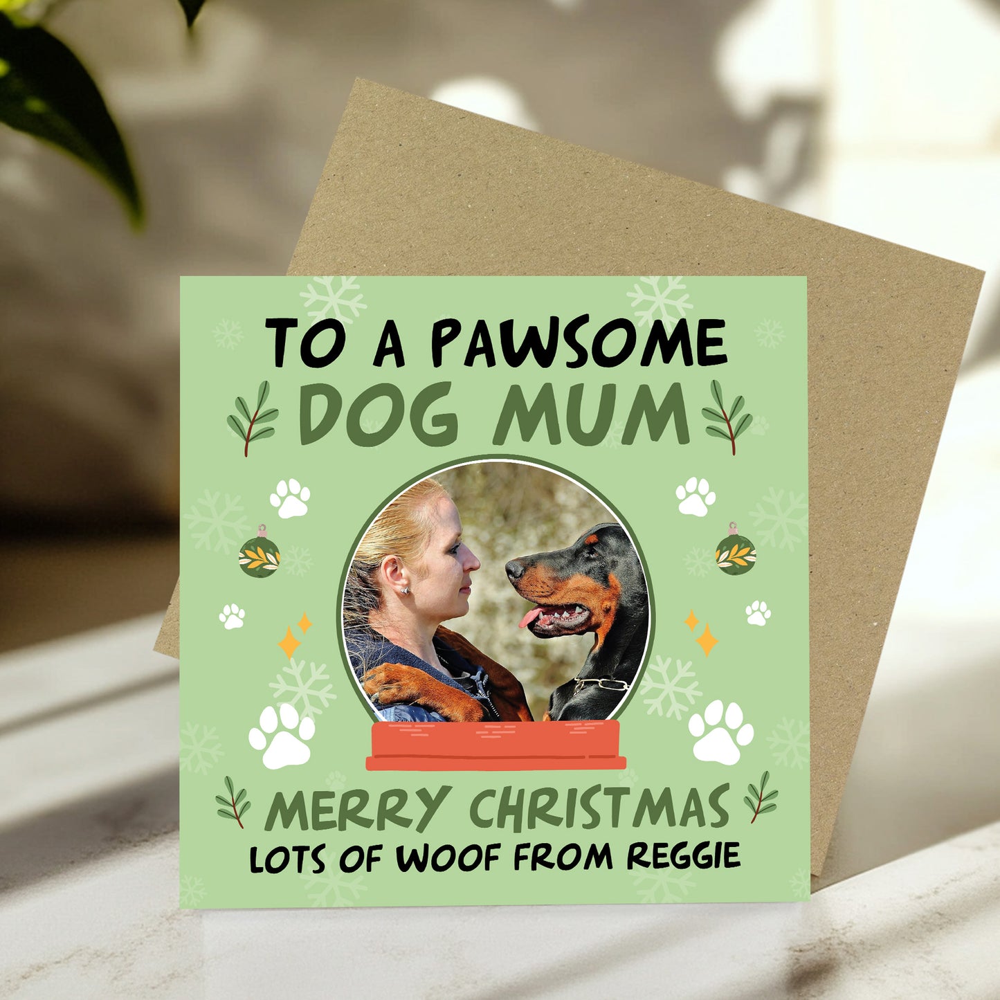 Christmas Card For Dog Mum Personalised Pawsome Dog Mum Card