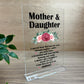 Mother and Daughter Acrylic Plaque Mum Gift From Daughter
