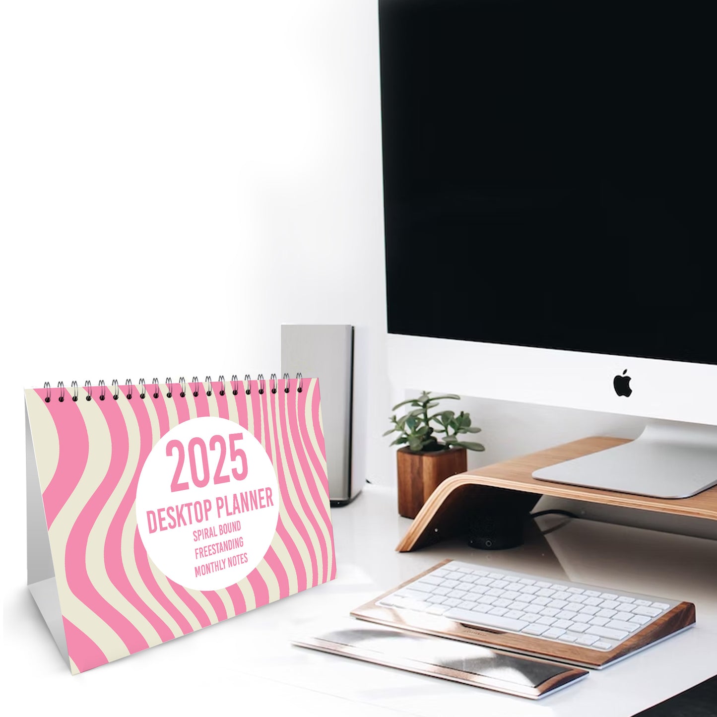 2025 Pink Calendar Desktop Office Planner Month to View Planner
