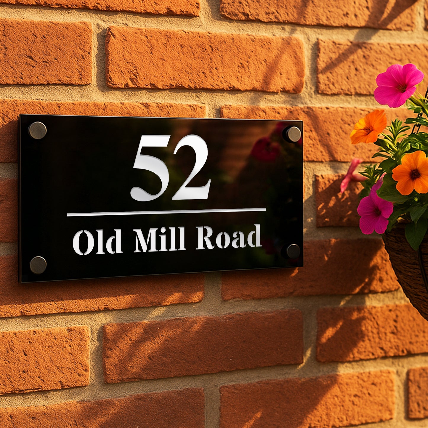 House Number Signs Personalised Address Plaque Black Silver