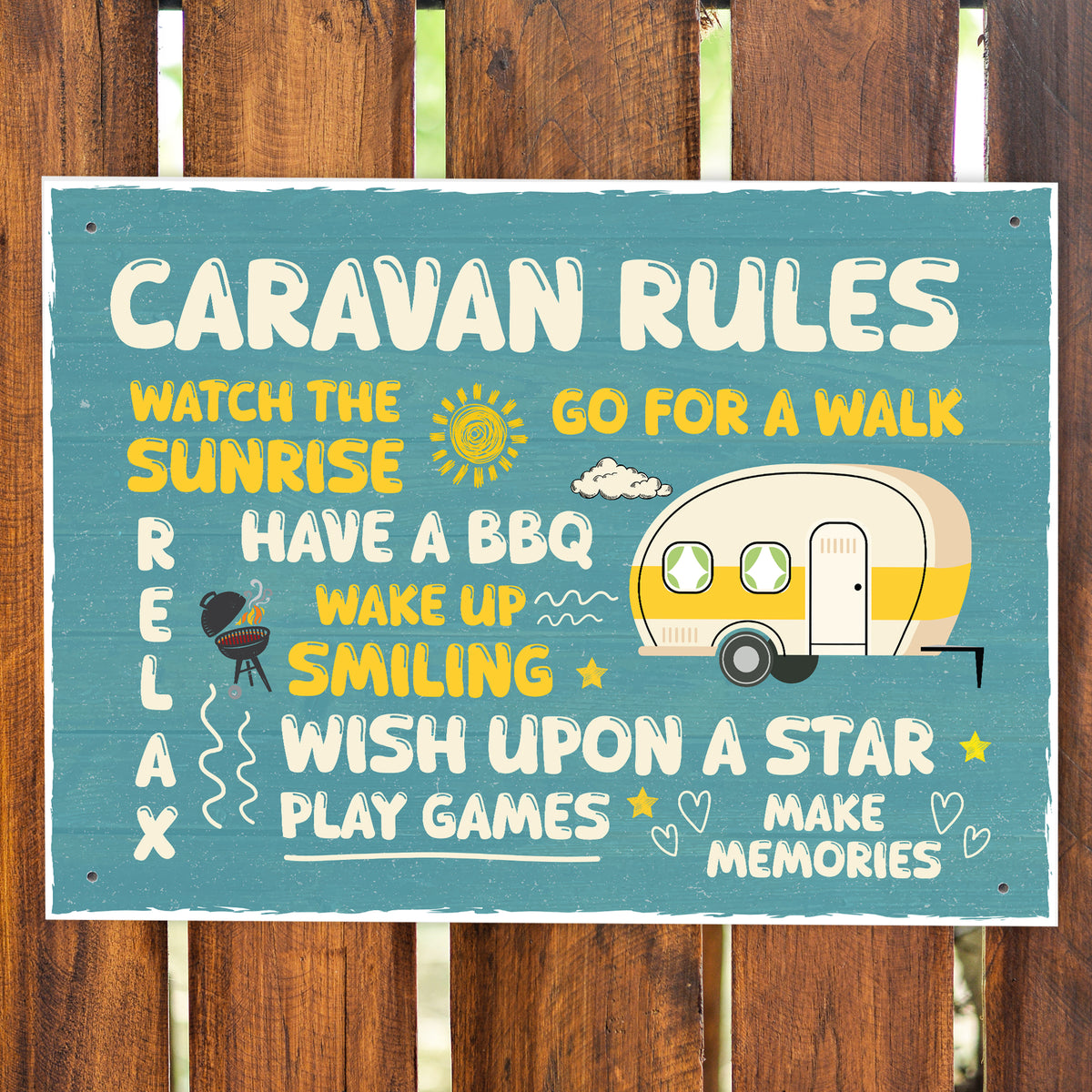 Novelty CARAVAN RULES SIGN Wall Door Plaque Caravan Sign