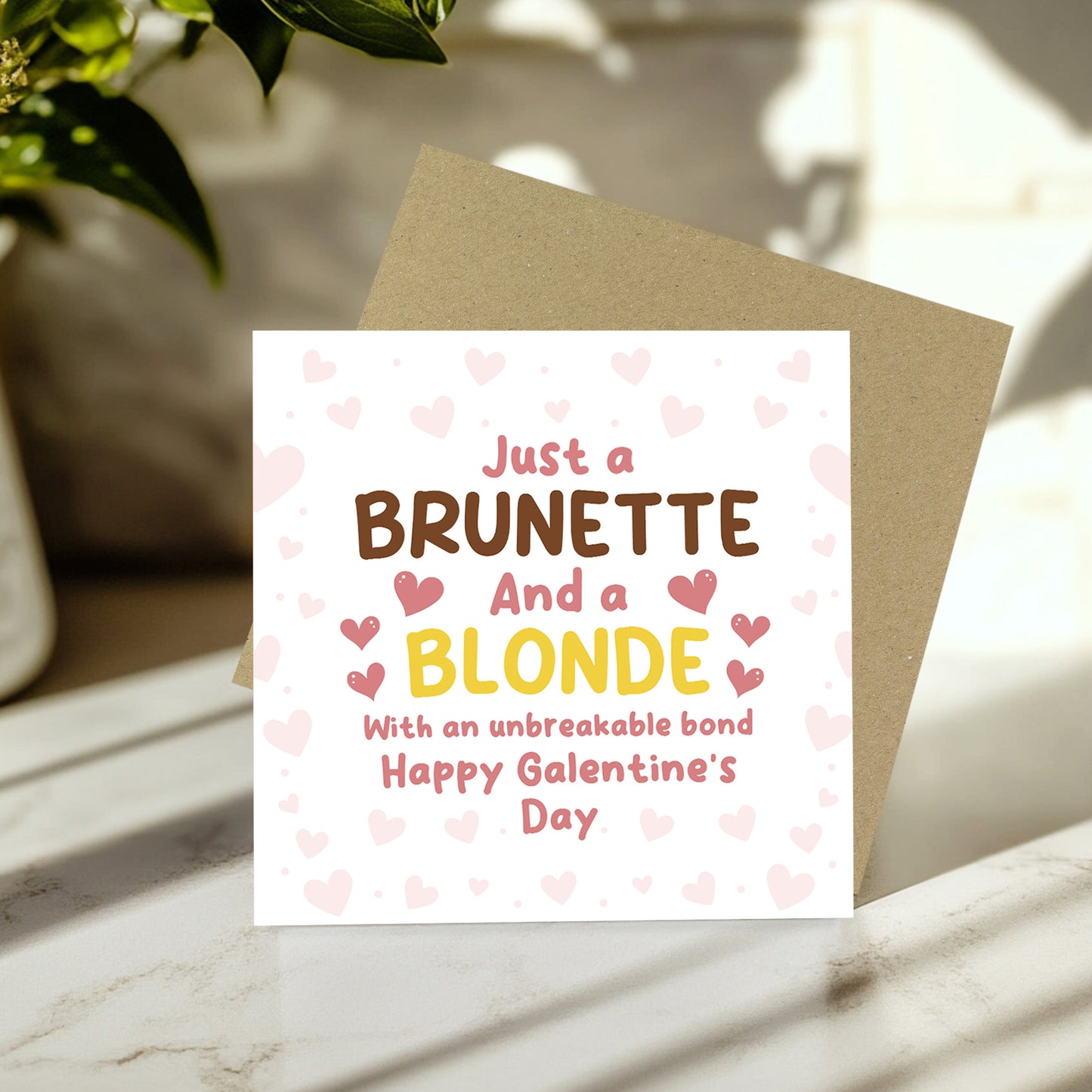 Galentines Day Card, Blonde And Brunette Best Friend Card Funny