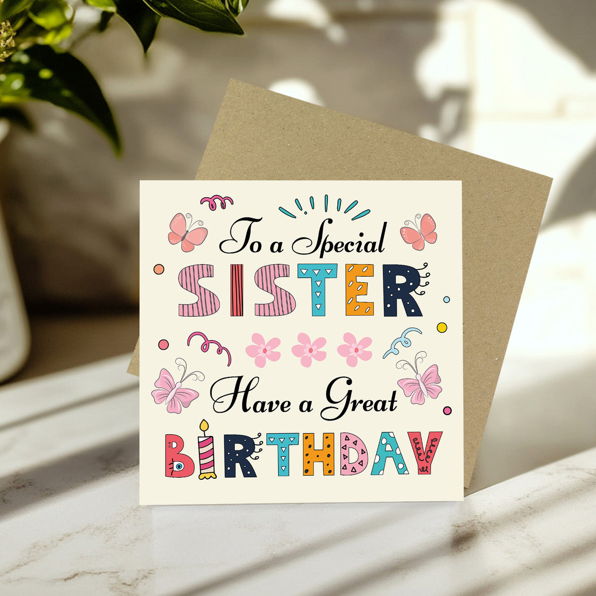 Sister Birthday Card Happy Birthday Card For Sister Card For Her