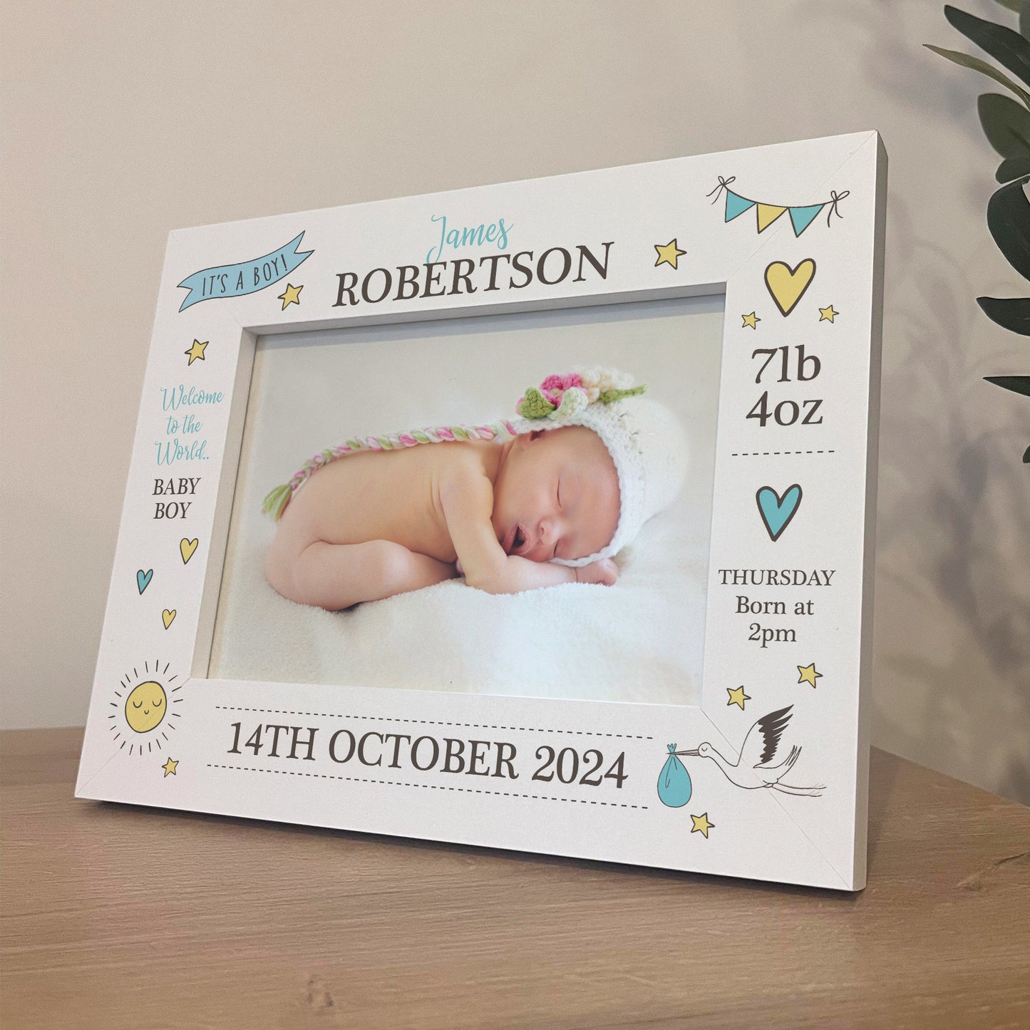Personalised Baby Boy Photo Frame With Birth Details New Baby