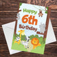 6th Birthday Card for Boys Girls Sixth Birthday Jungle Cards