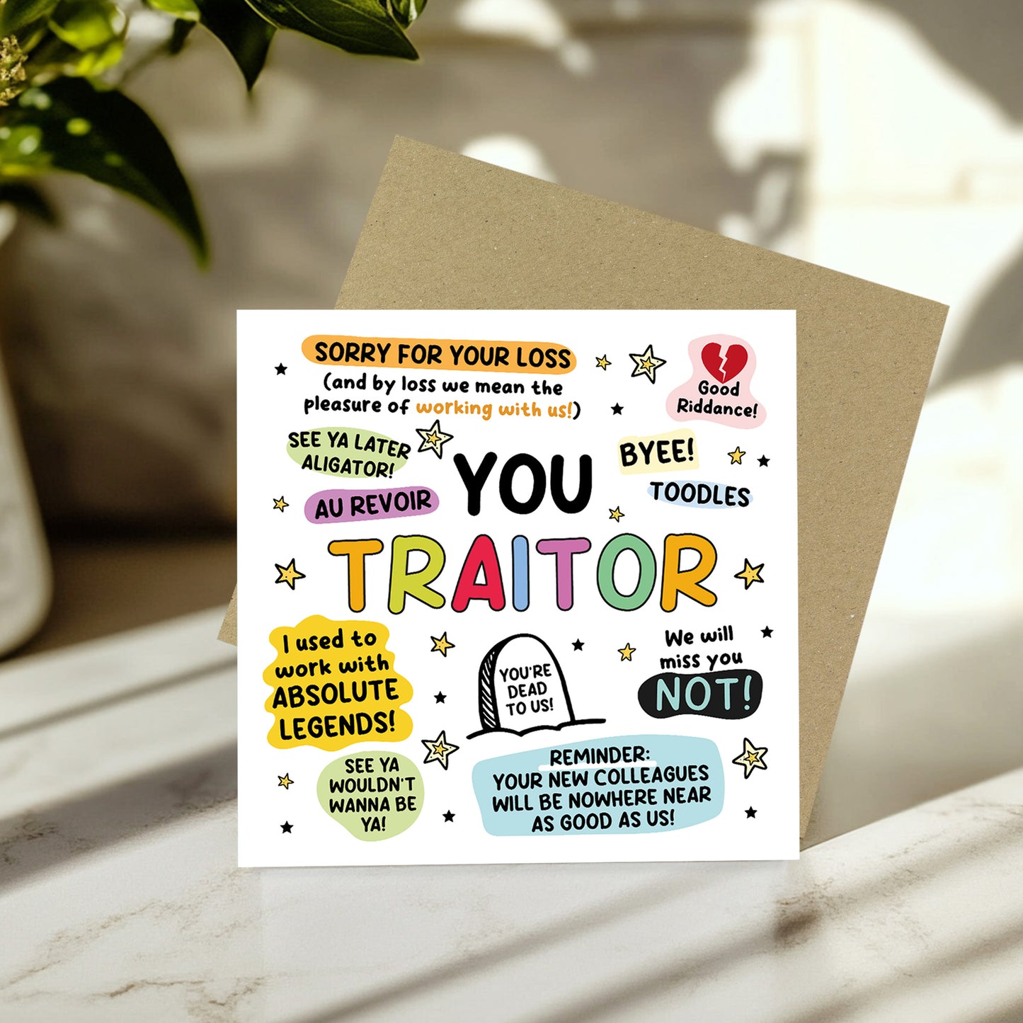 Leaving Card, Card For New Job, New Job Card With Kraft Envelope
