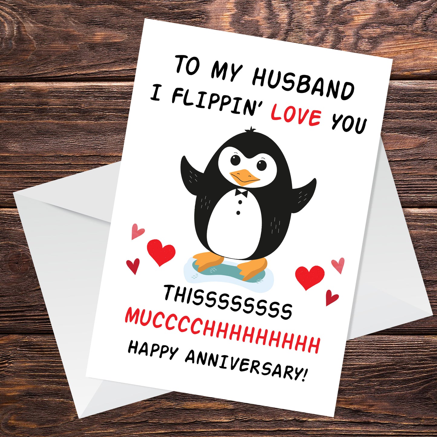 Funny Anniversary Card For Husband Flippin Love You Card Penguin