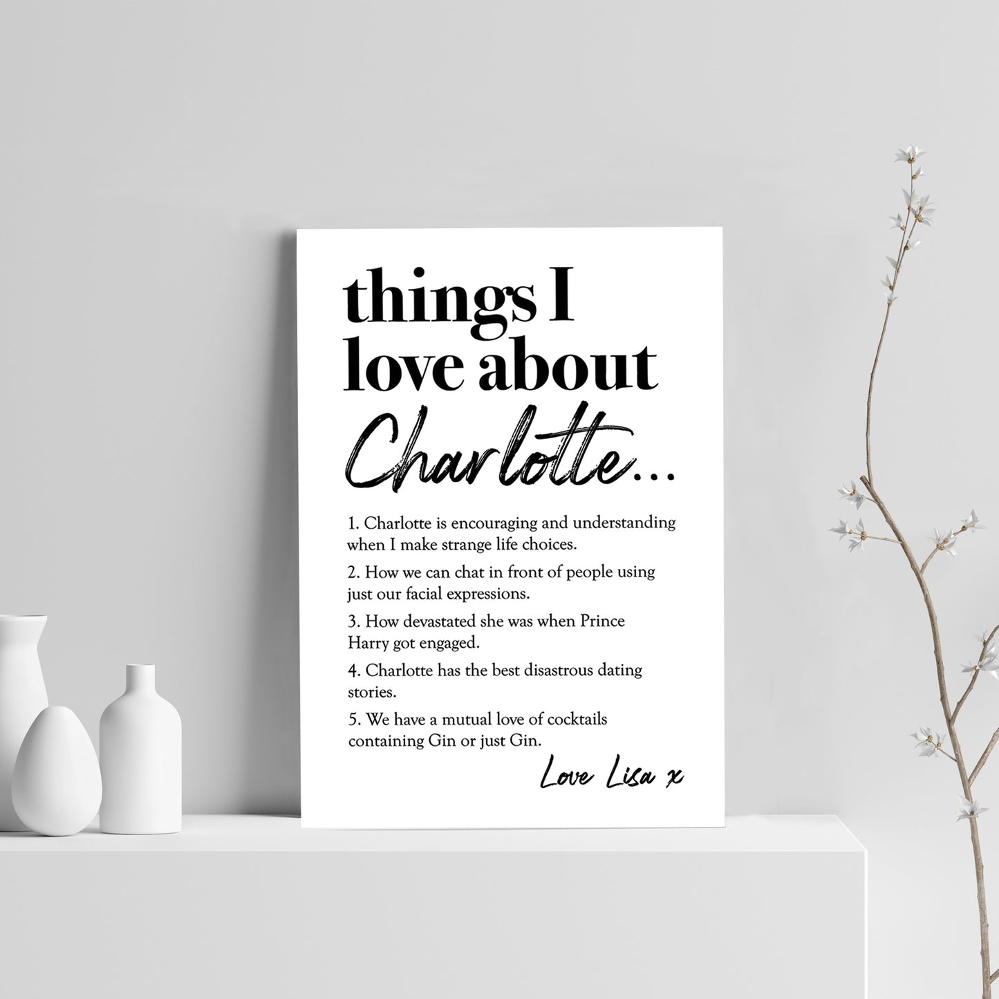 Personalised Gift For Best Friend I Love About My Friend Print