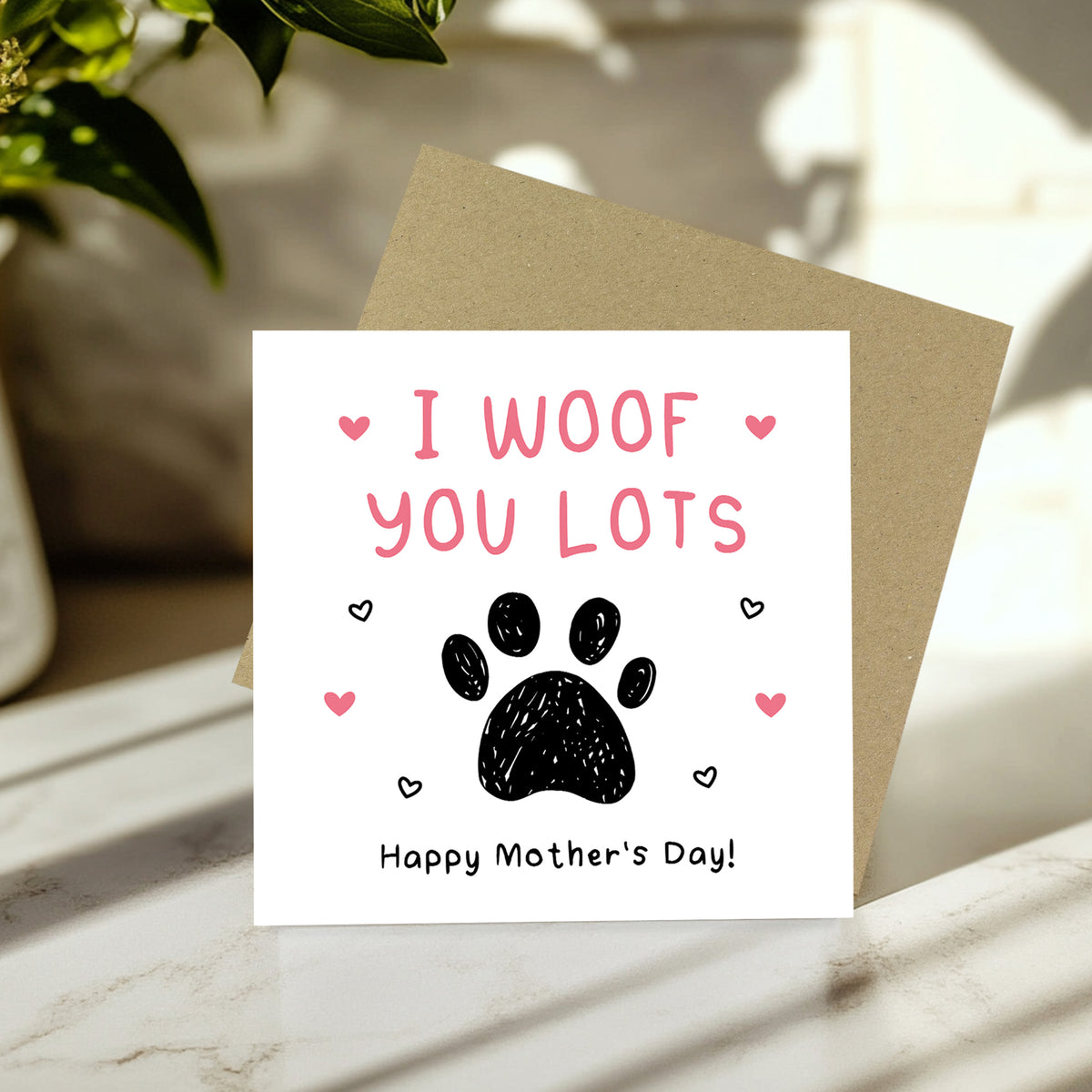 Mothers Day Card From The Dog With Envelope I Woof You Lots