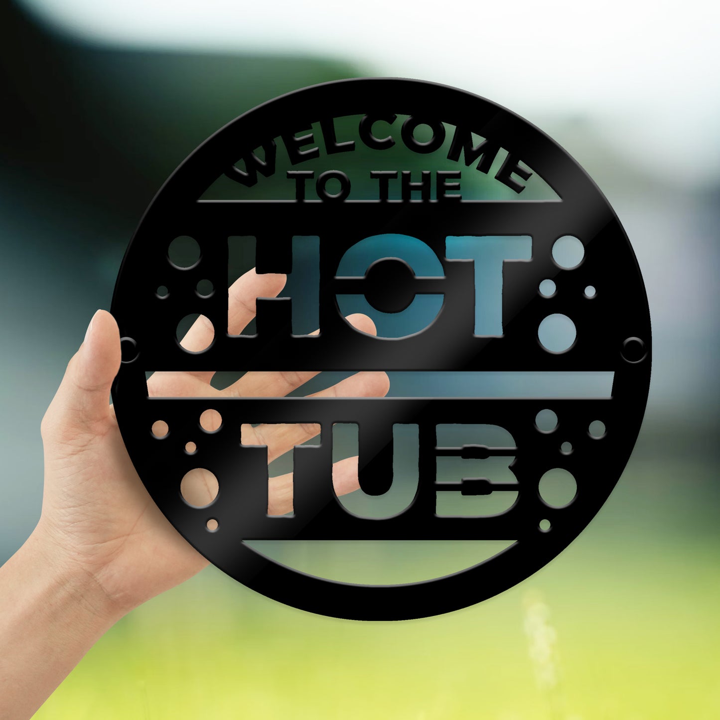 Hot Tub Welcome Sign For Garden Outside Hot Tub Decor 23x23cm