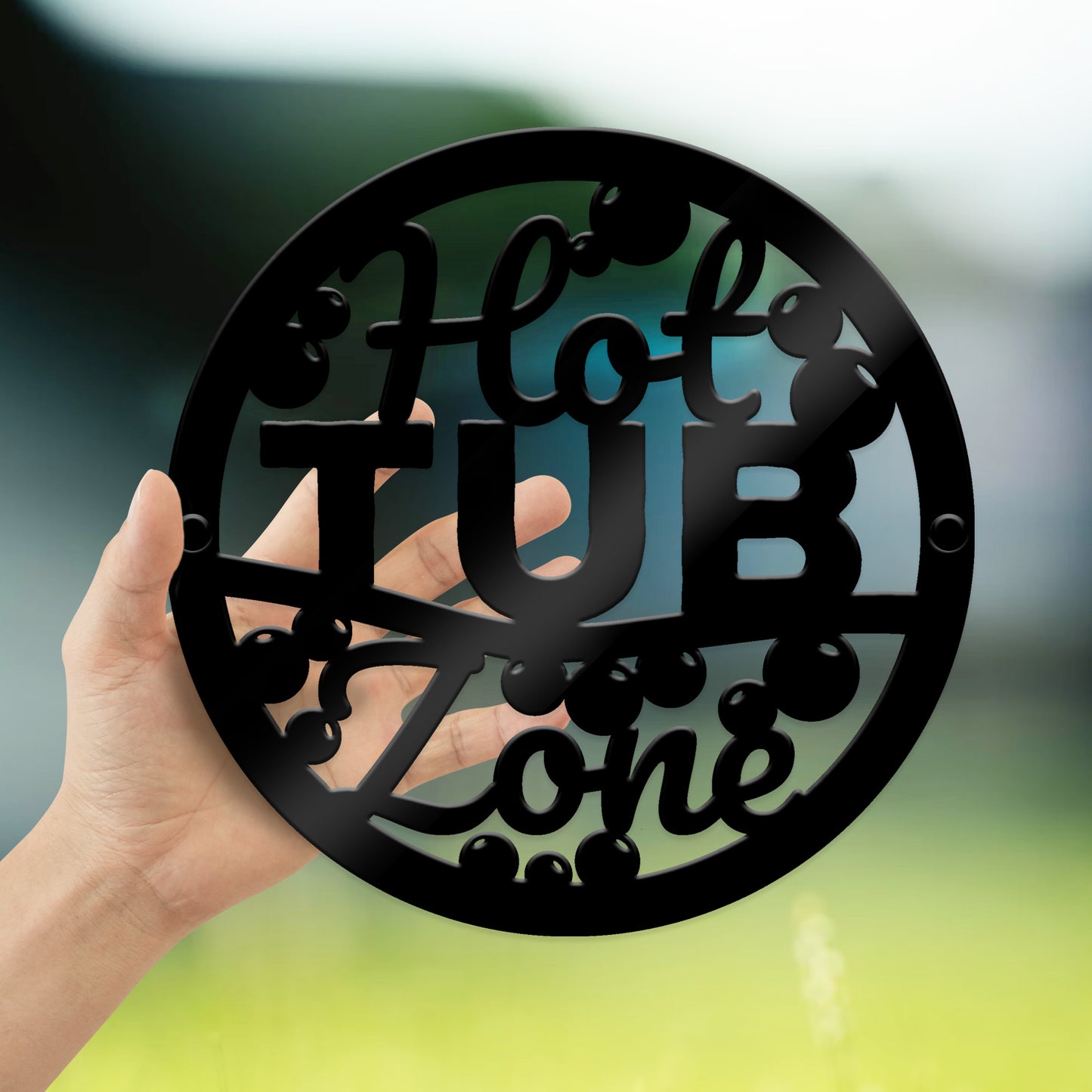 Hot Tub Plaque Wall Mounted Outdoor Garden Signs 23x23cm