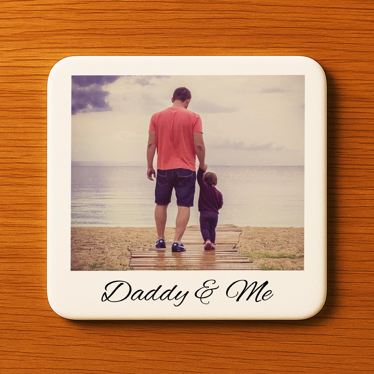 Personalised Daddy Gift Daddy And Me Photo Coaster Gift