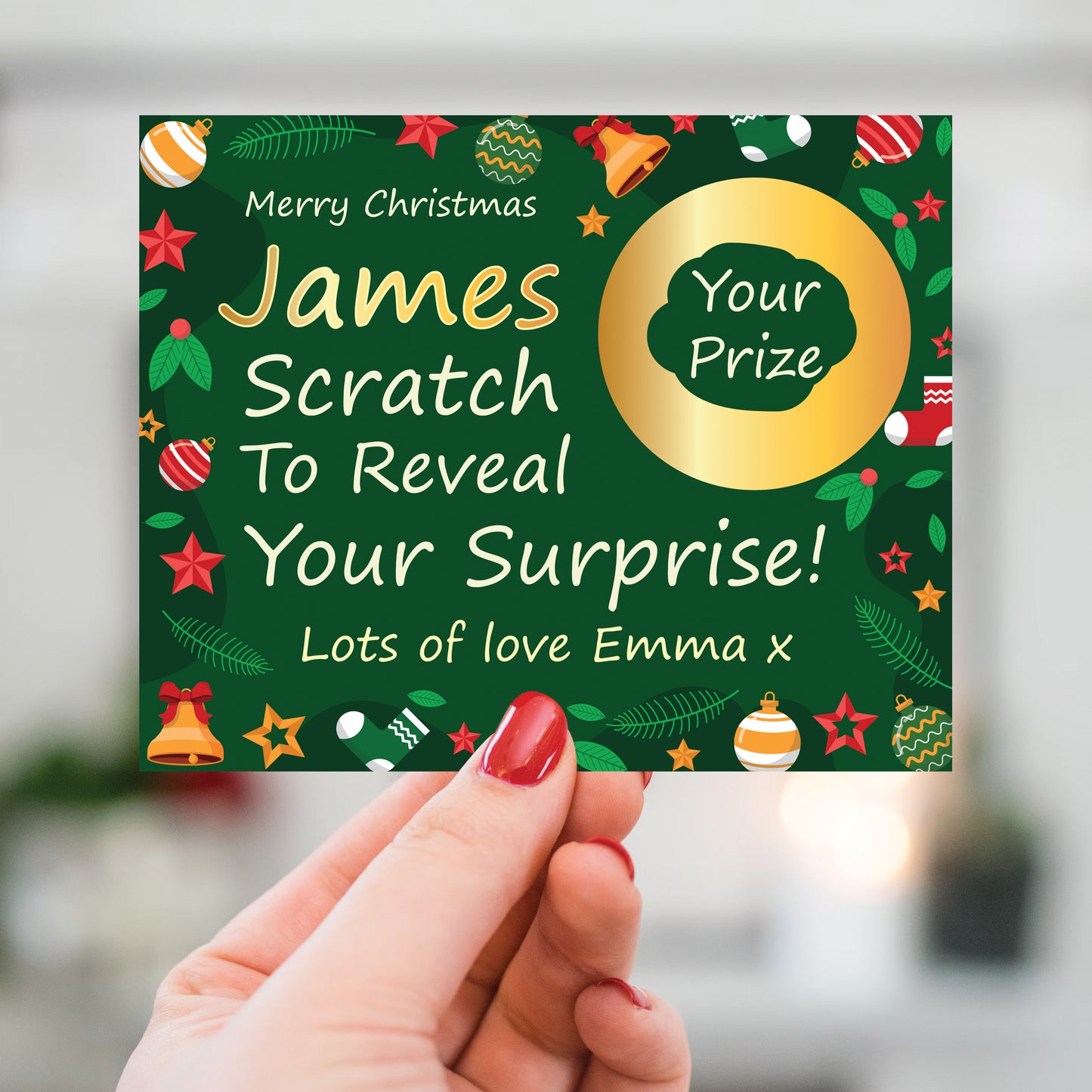Personalised Merry Christmas Scratch Reveal Card Custom Gift