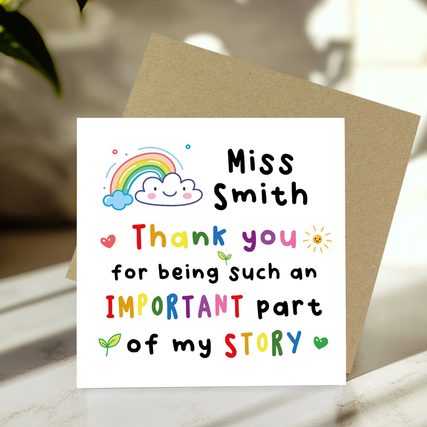 PERSONALISED Thank You Cards for Teacher Part Of My Story