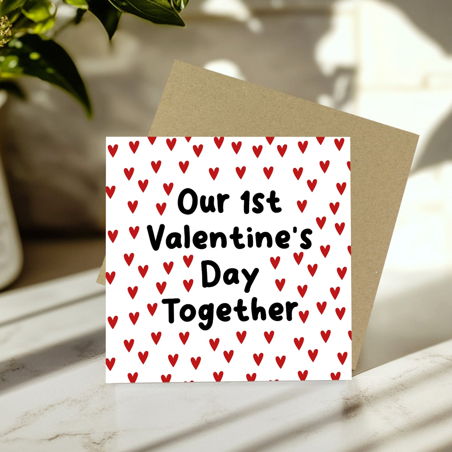 Boyfriend 1st Valentines Card 14x14 Card With Kraft Envelope