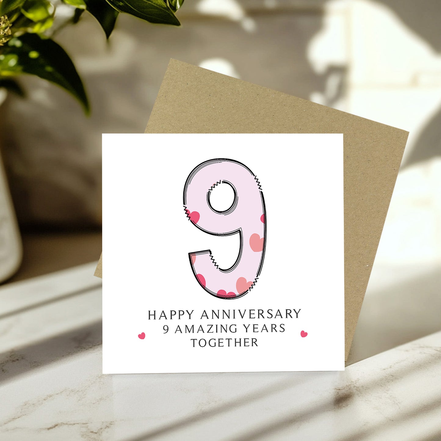 9th Wedding Anniversary Card With Envelope 9th Anniversary Cards