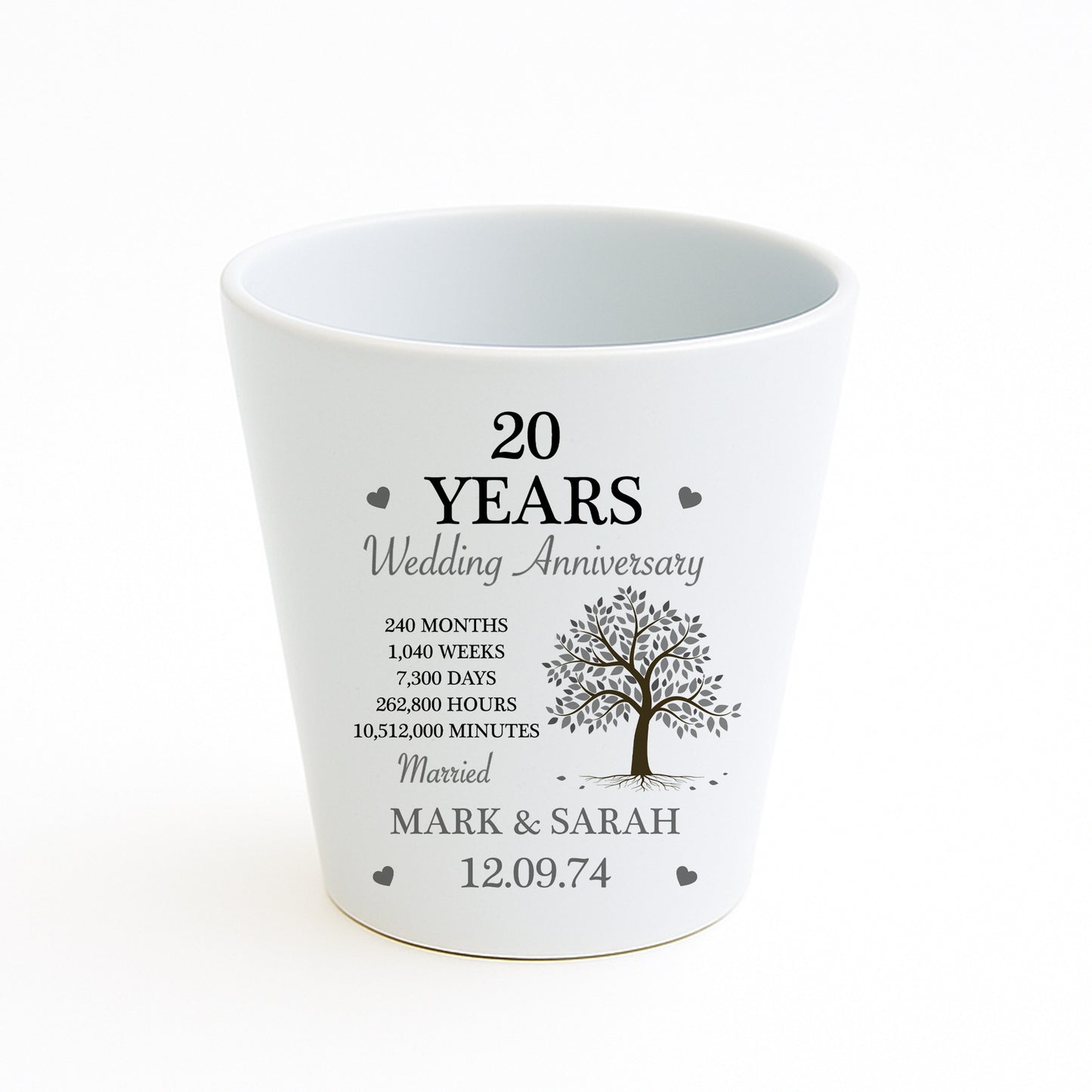 Personalised 20th Anniversary Gift Husband Wife Plant Pot