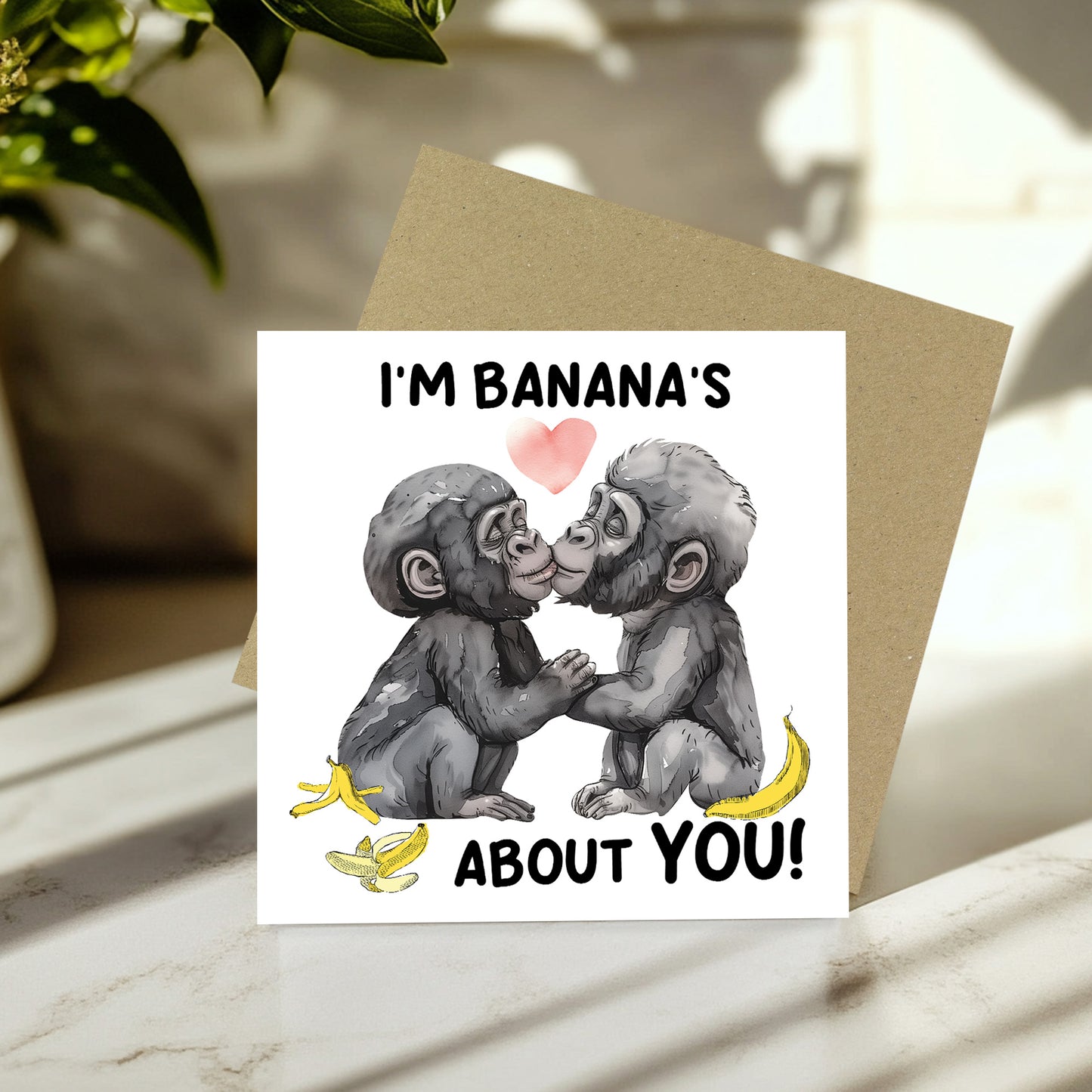 Funny Monkey Card For Valentines Anniversary Im Bananas