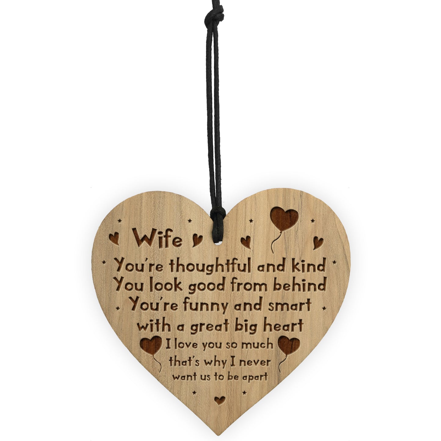 Wife Gifts For Birthday Anniversary Engraved Wood Heart Gift