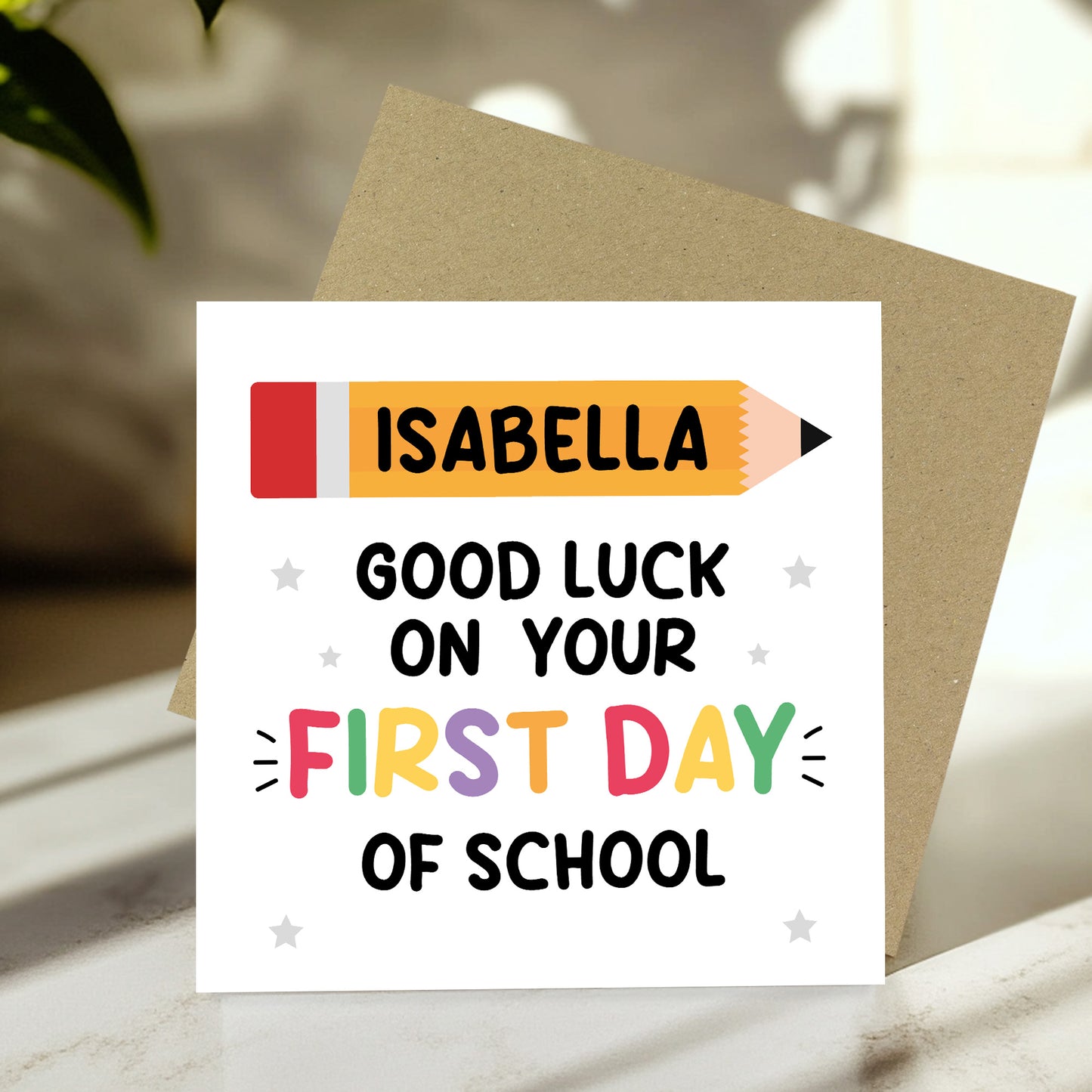 Personalised Good Luck On Your First Day of School Card For Son