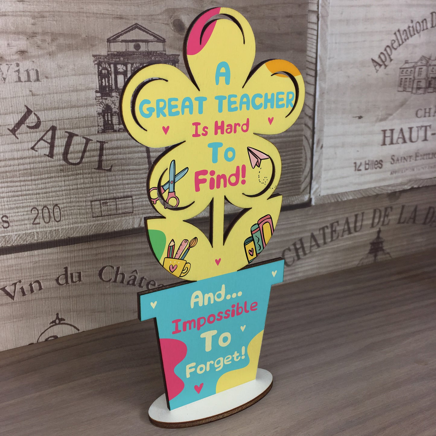 Gift For Great Teacher Wooden Flower THANK YOU GIFT For Teacher
