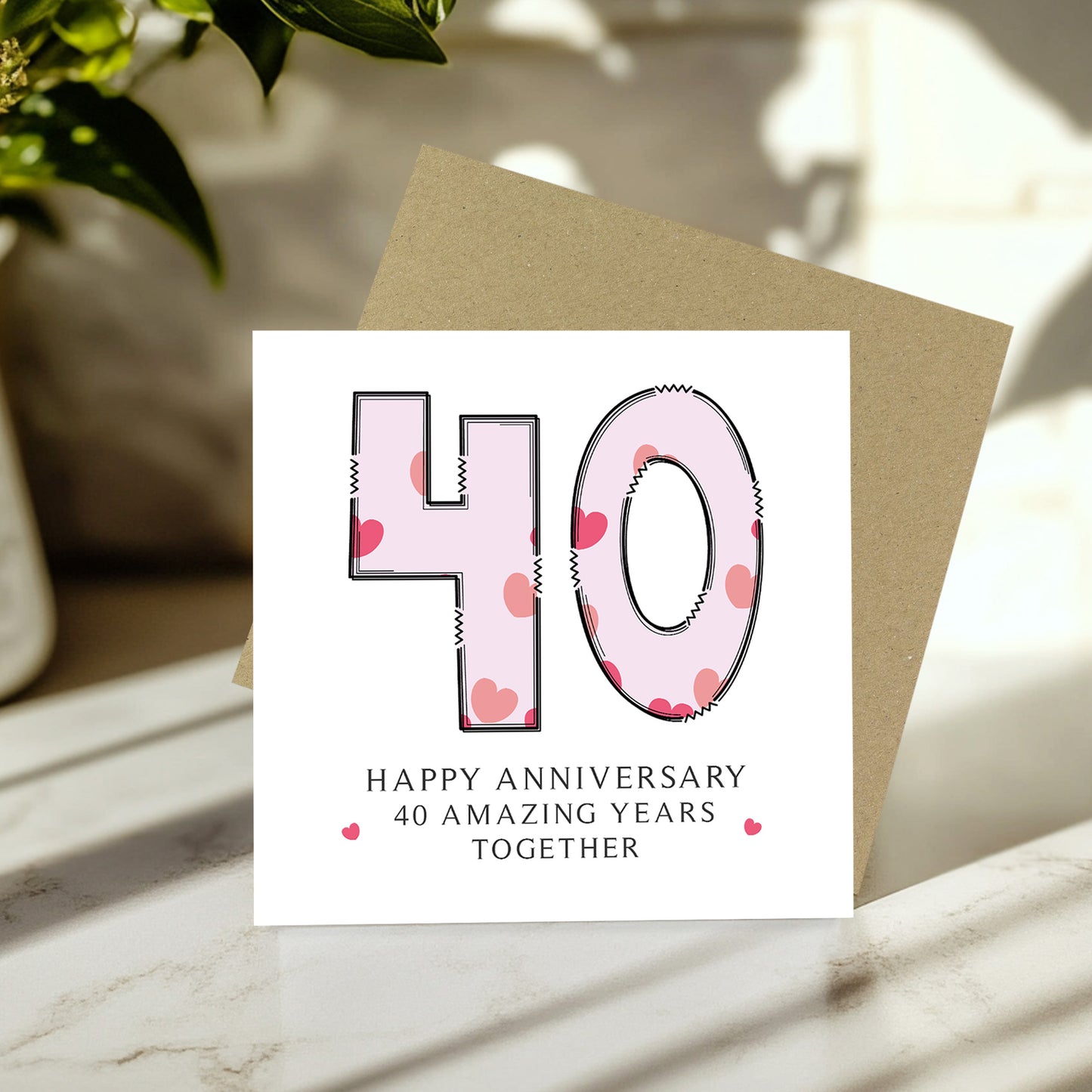 40th Wedding Anniversary Card With Envelope Card For Him Her
