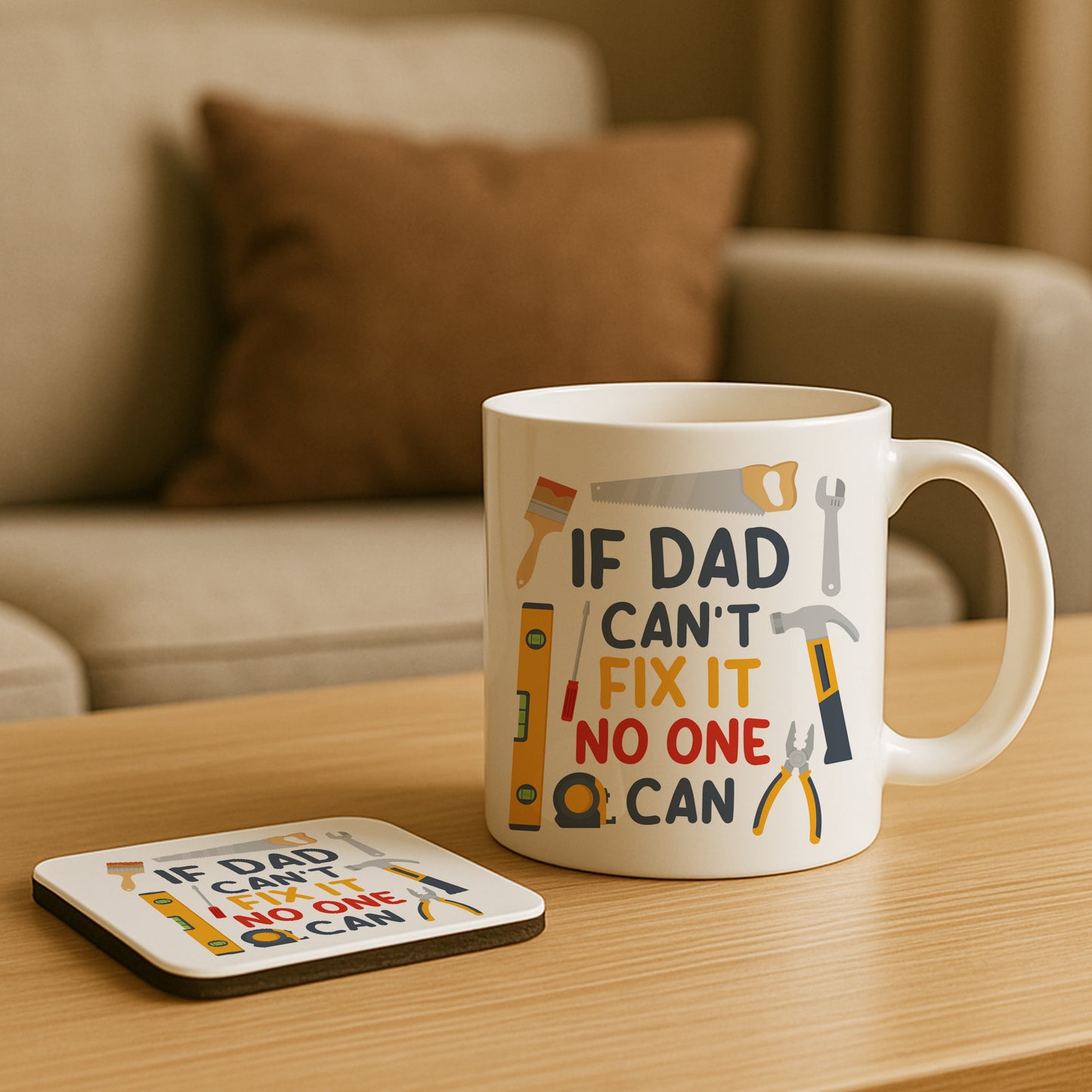 Dad Mug and Coaster Funny DIY Handyman Gift For Fathers Day