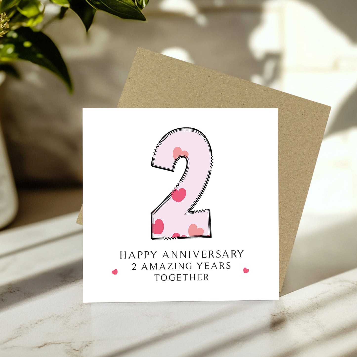 2nd Wedding Anniversary Card With Envelope 2nd Anniversary Card