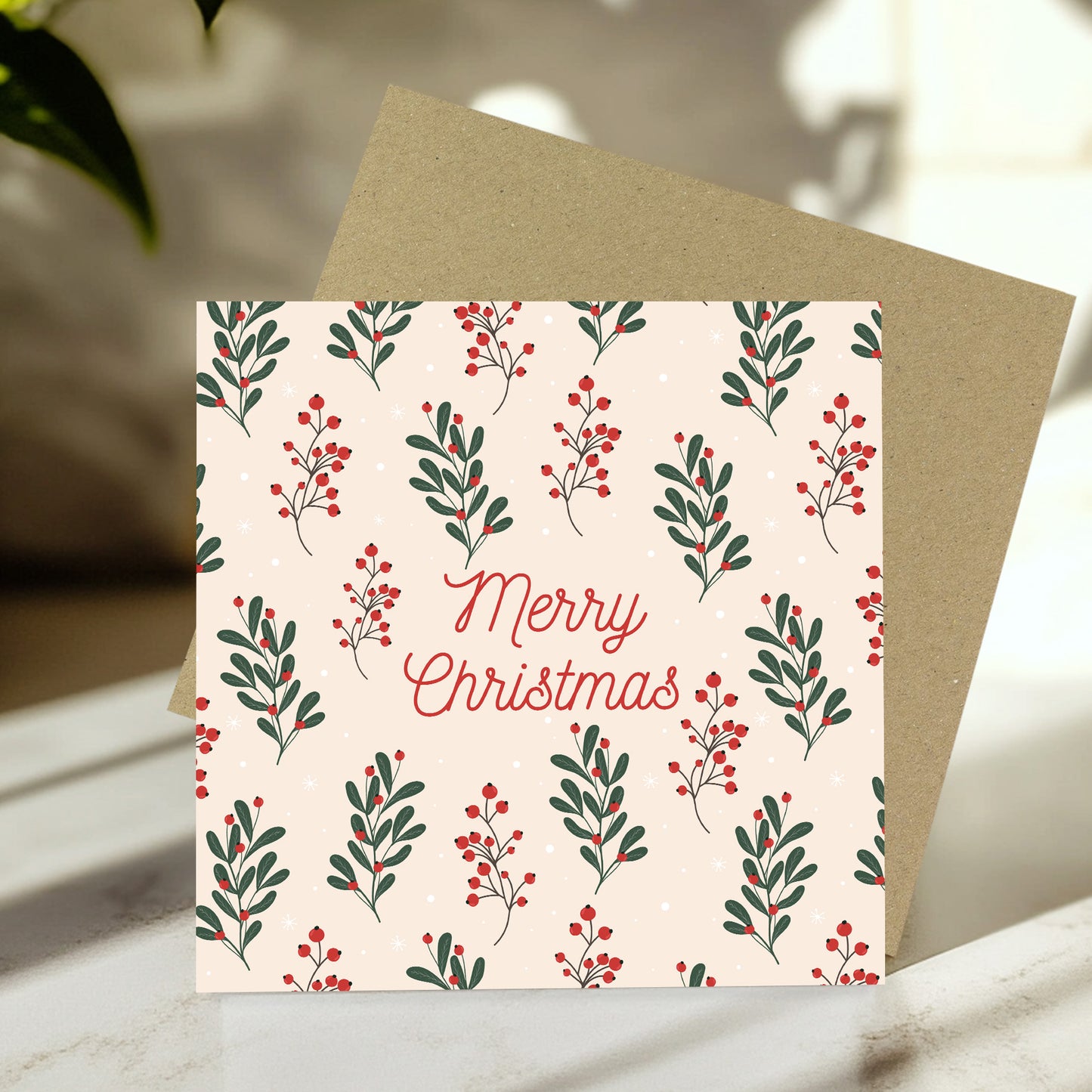 Merry Christmas Greetings Card Kraft Envelope Christmas Card