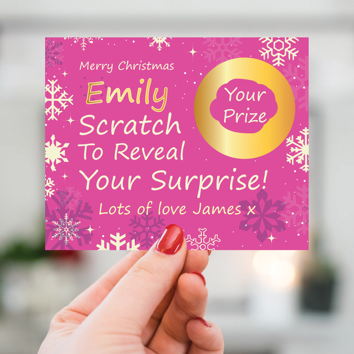 Personalised Christmas Scratch Reveal Card For Her Surprise