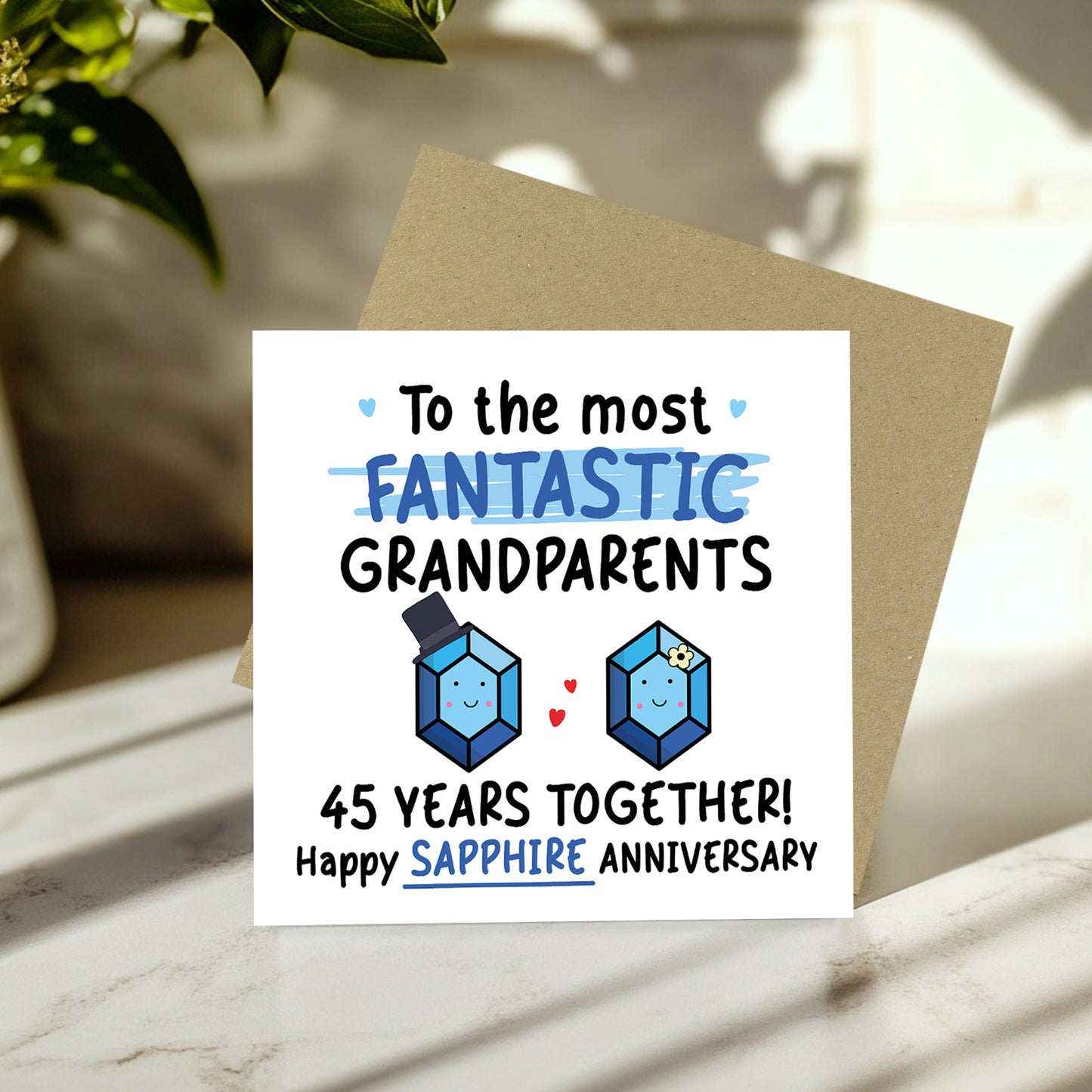 Sapphire Anniversary Card for Grandparents 45th Anniversary Card