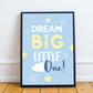 Blue Nursery Prints Set of 3 Baby Boys Girls Bedroom Wall Art
