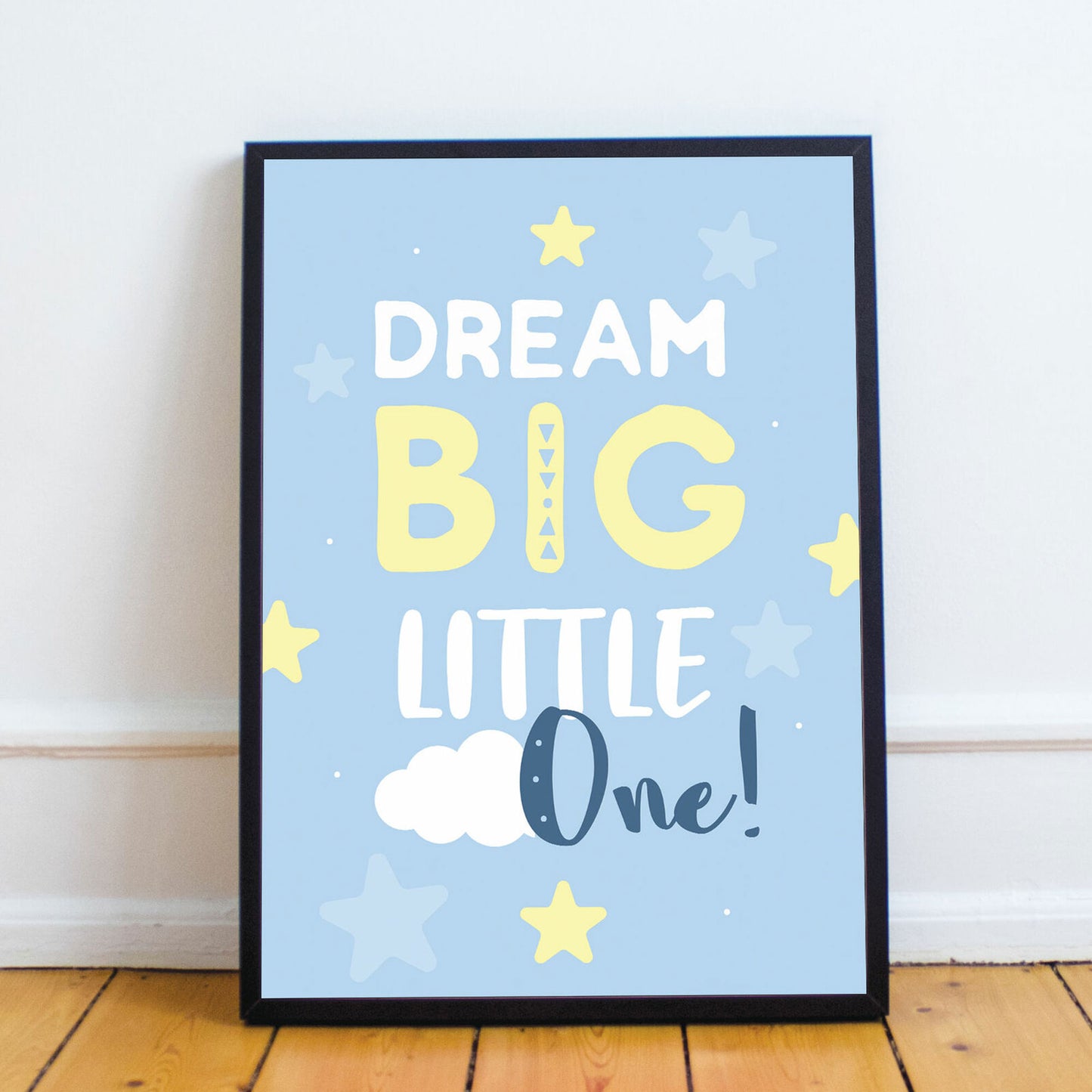 Blue Nursery Prints Set of 3 Baby Boys Girls Bedroom Wall Art