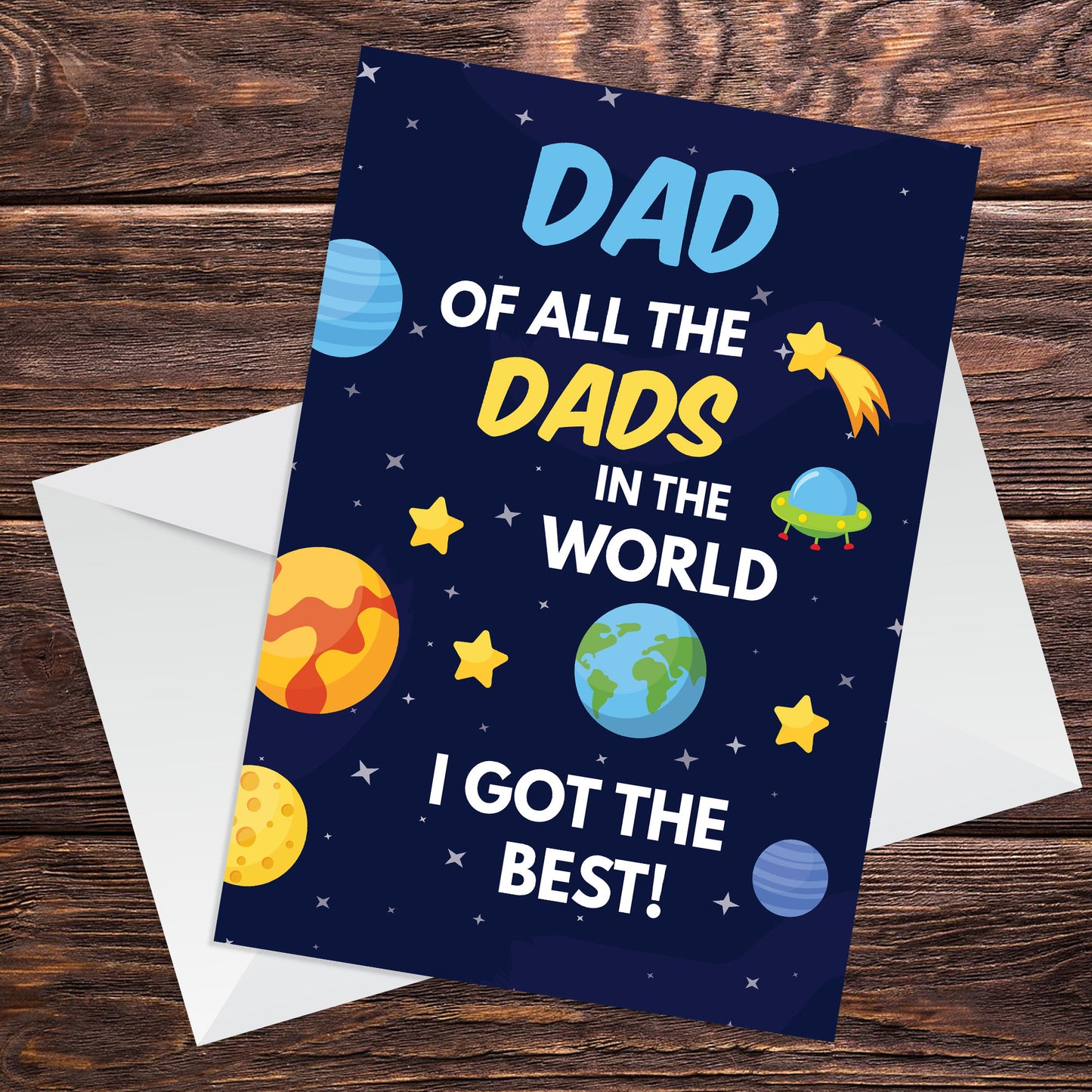 Fathers Day Card Space Theme Card Best Dad In The World Card