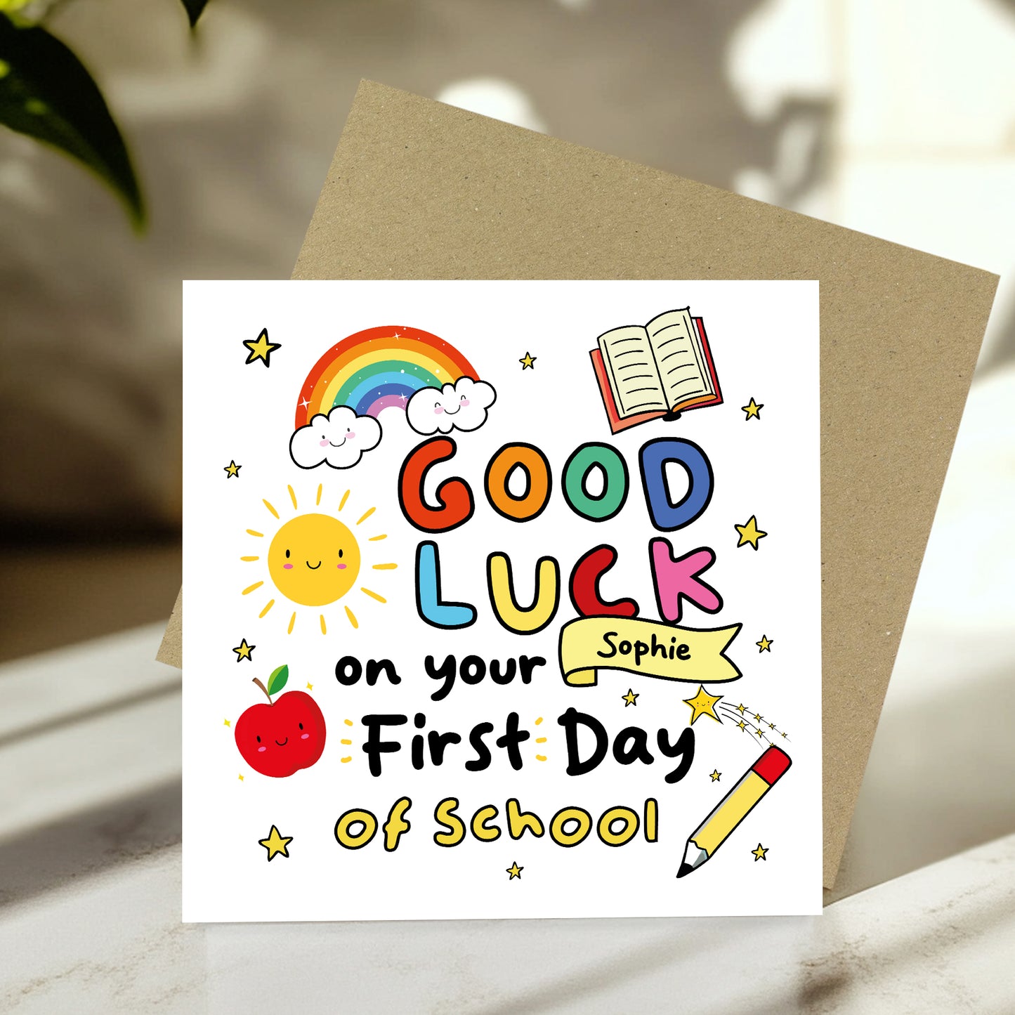 Personalised First Day Of School Card For Son Daughter GOOD LUCK