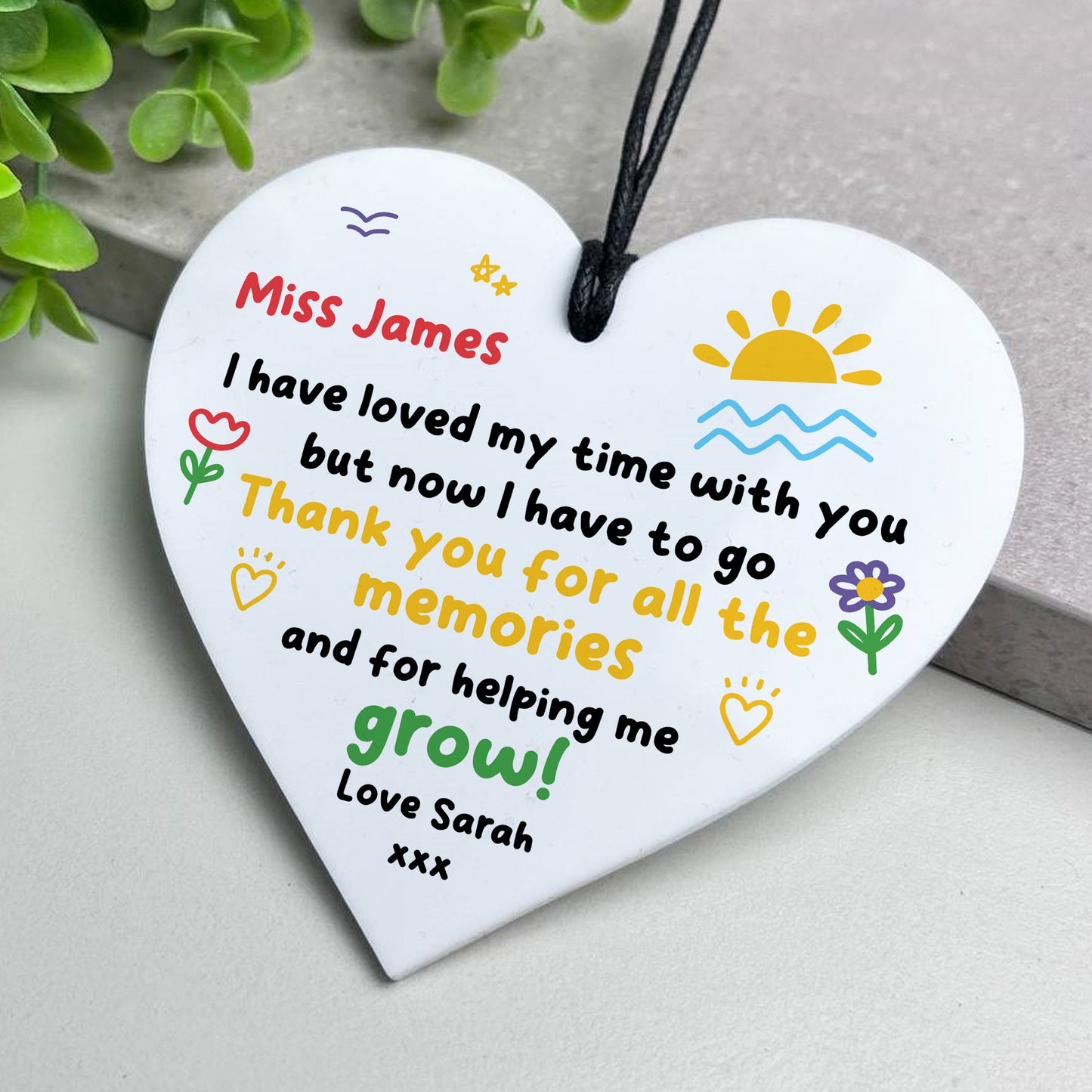 Gift For Teacher Nursery Teacher Heart Plaque Personalised