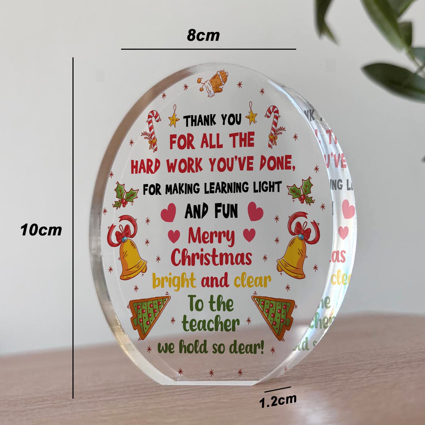 Merry Christmas Gift For Teacher Acrylic Plaque Assistant