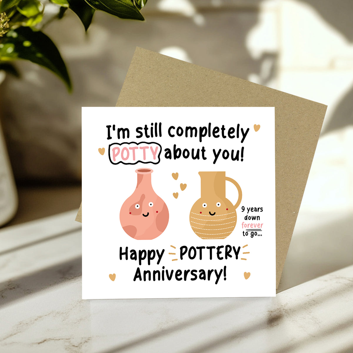 Funny Pottery Anniversary Card For Husband Wife 9th Anniversary