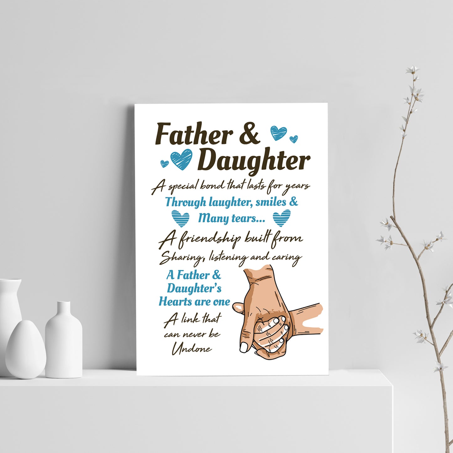Father And Daughter Gift Black A4 Wood Frame Father's Day