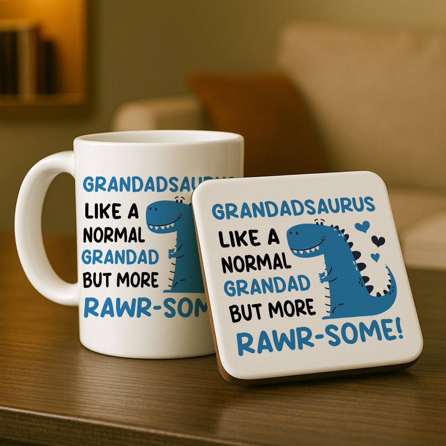 Grandad Gifts Grandadsaurus Mug and Coaster Novelty Gift