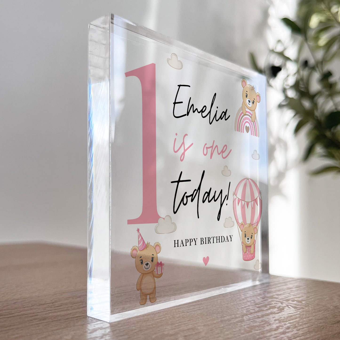 Personalised 1st Birthday Gift For Baby Girl ONE TODAY Plaque