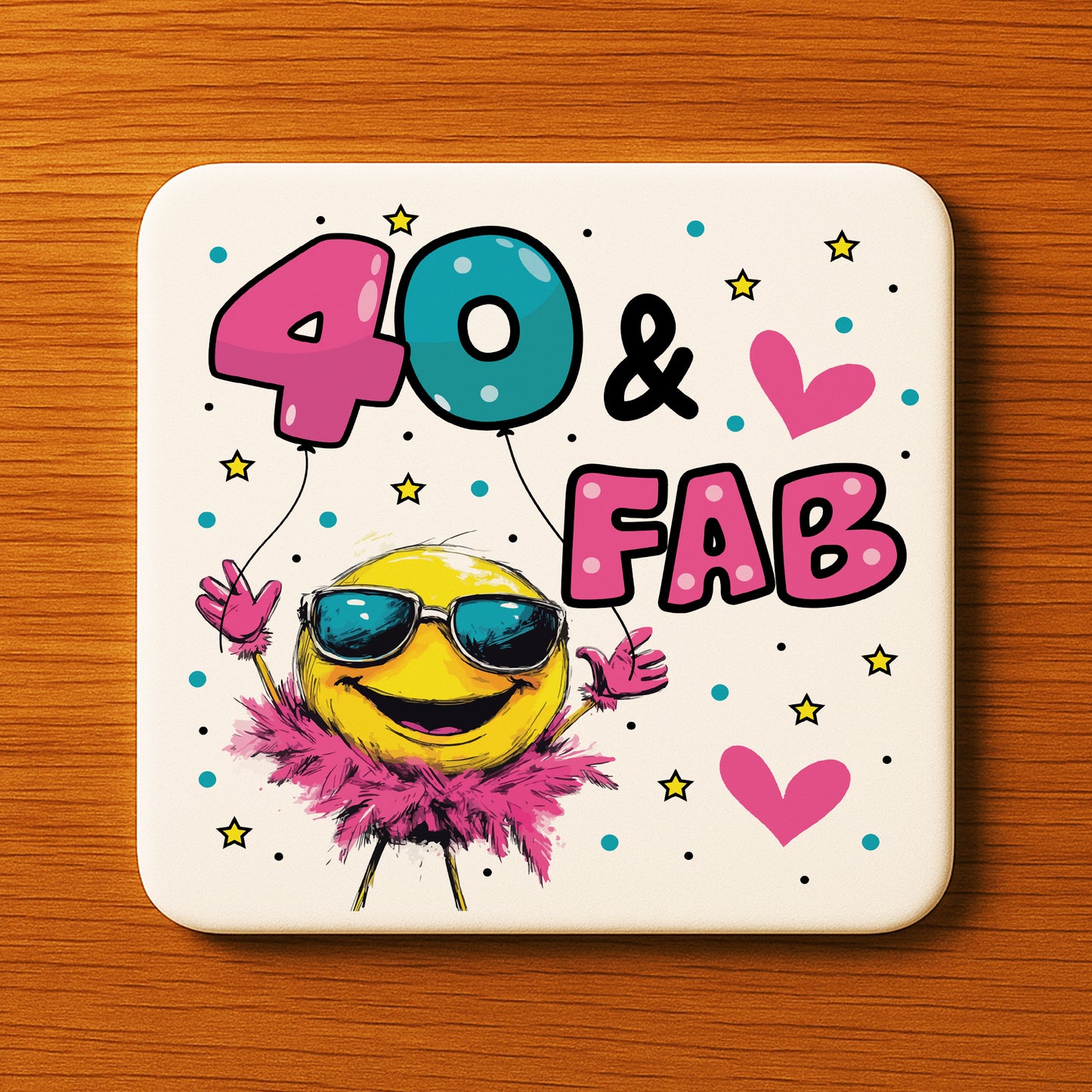 Funny 40th Birthday Gift For Women 40 AND FAB Coaster Gifts