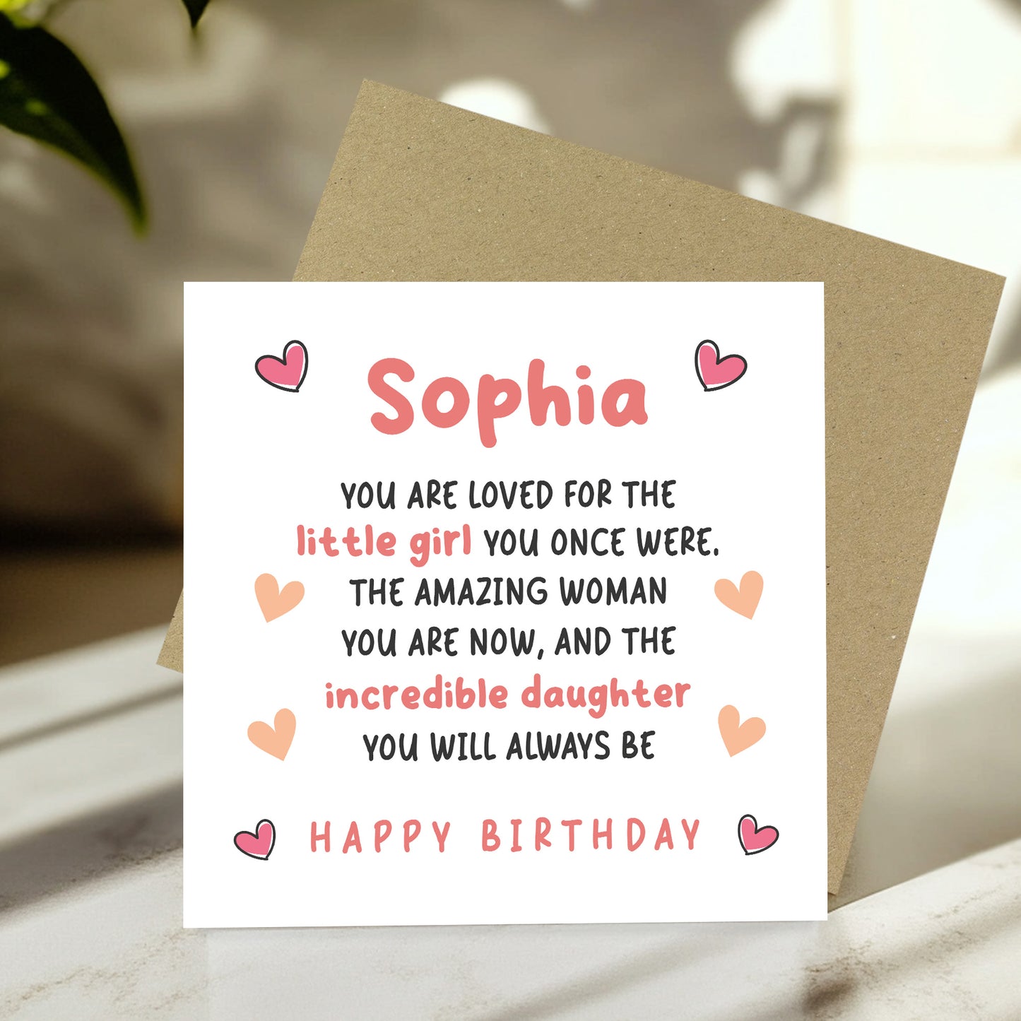 Daughter Birthday Card Personalised With Any Name Card From Mum