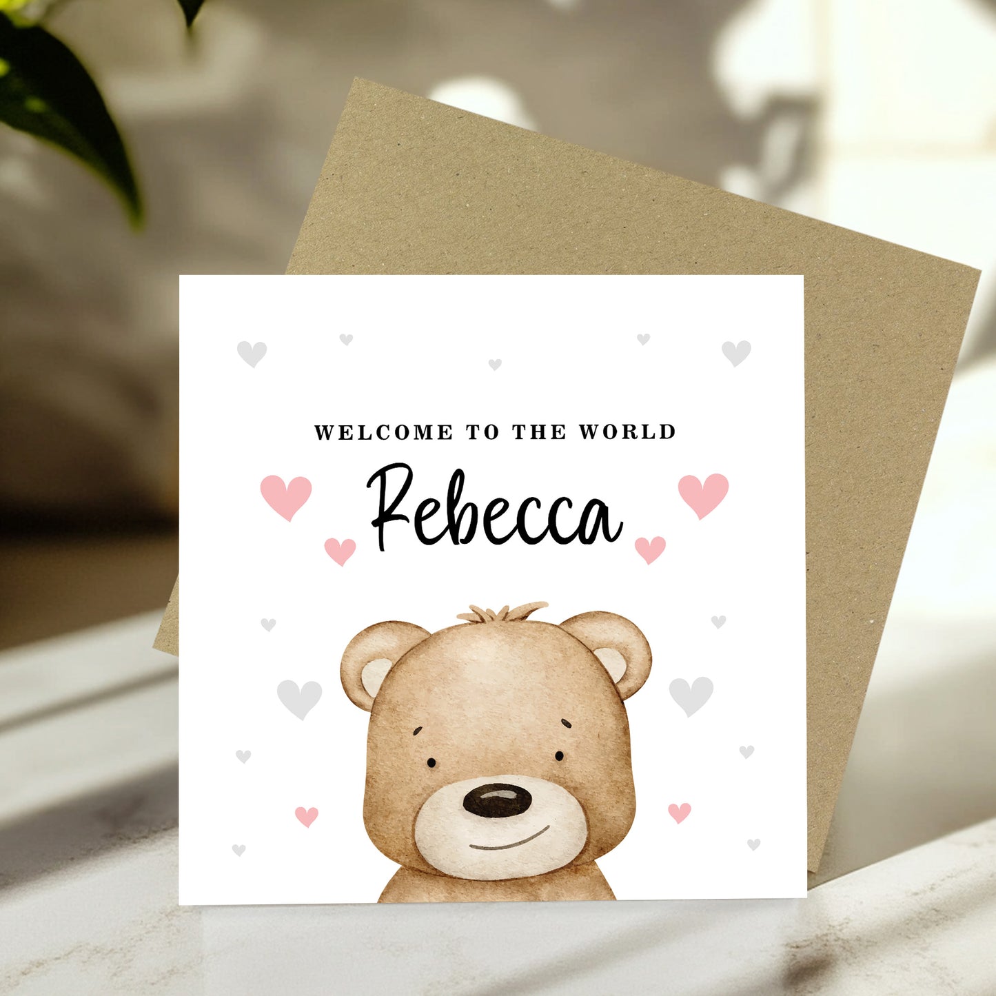 Welcome To The World Baby Girl Card Personalised New Parent Card