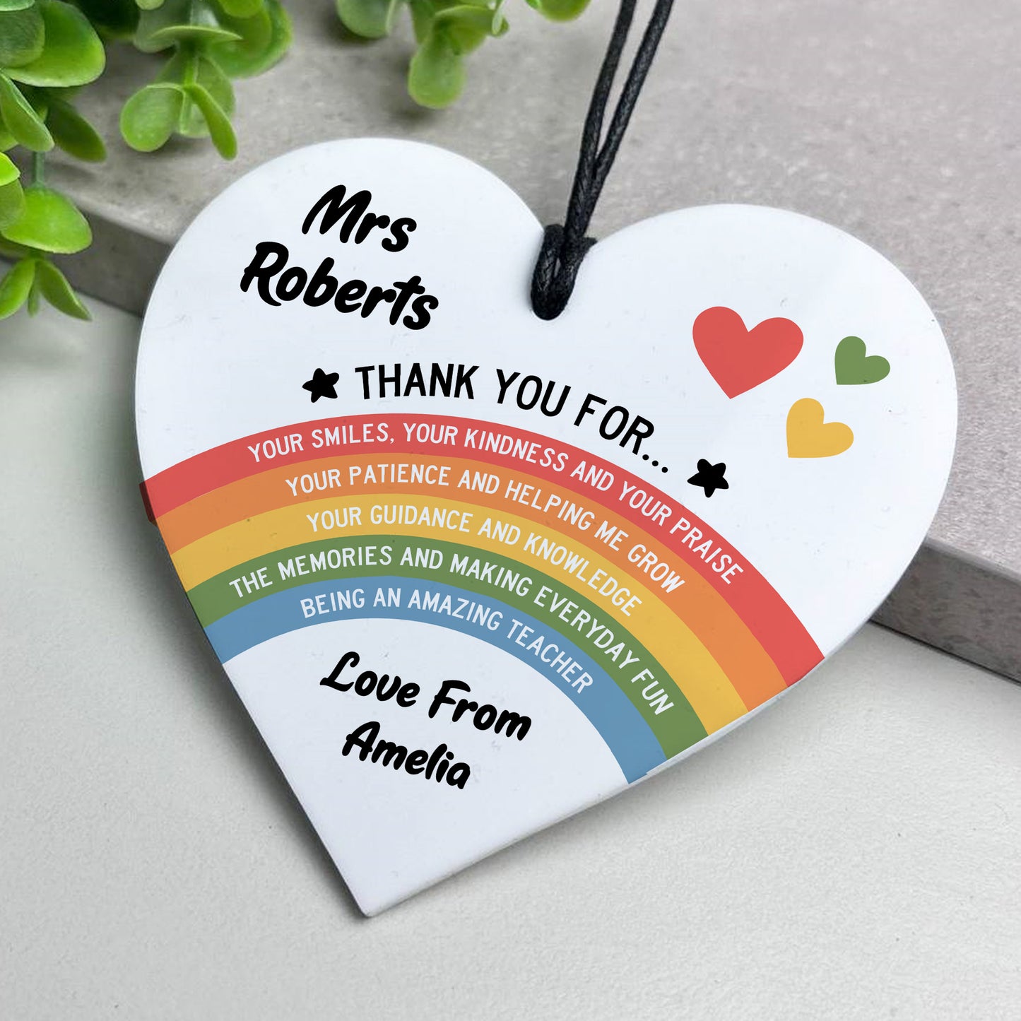 PERSONALISED Teacher Gift Rainbow Acrylic Plaque Thank You Gift