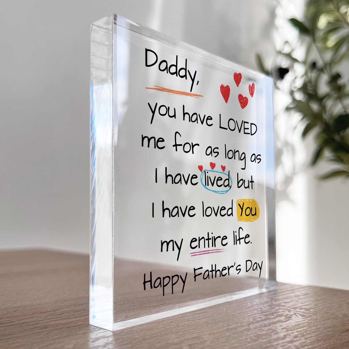 Gift For Daddy For Fathers Day Clear Block THANK YOU GIFTS
