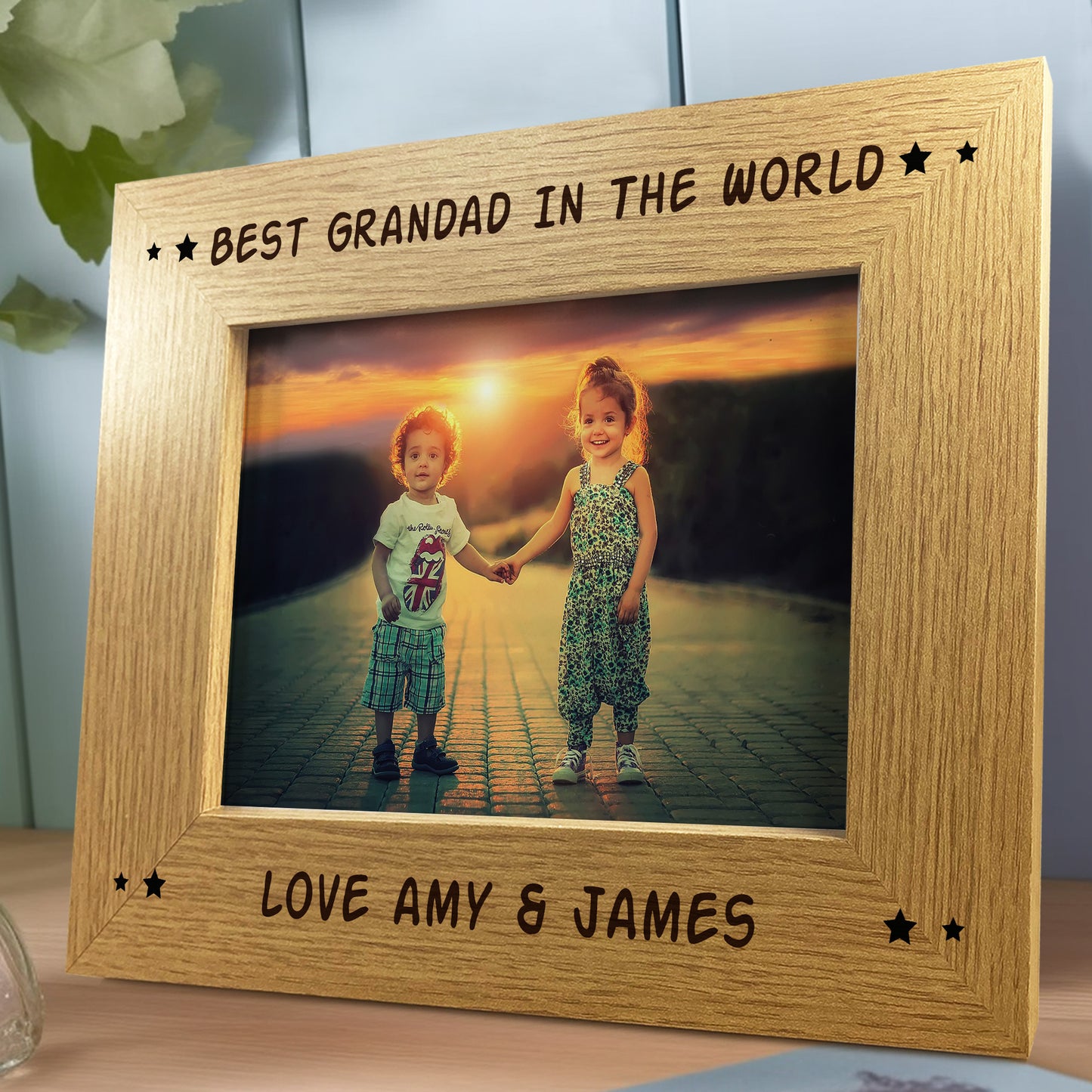 Best Grandad 7x5 Oak Frame Gift For Him Birthday Grandfather